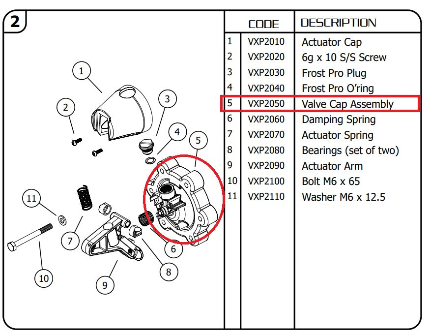Jobe Vortex Valve Cap Assembly VXP2050
