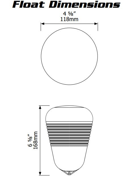 MegaFlow Float Valve Float Dimensions