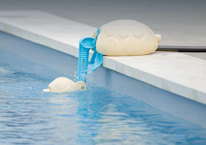 TOP-UP TURTLE Automatic pool top-up valve. Pictured in use. MPN TUT.