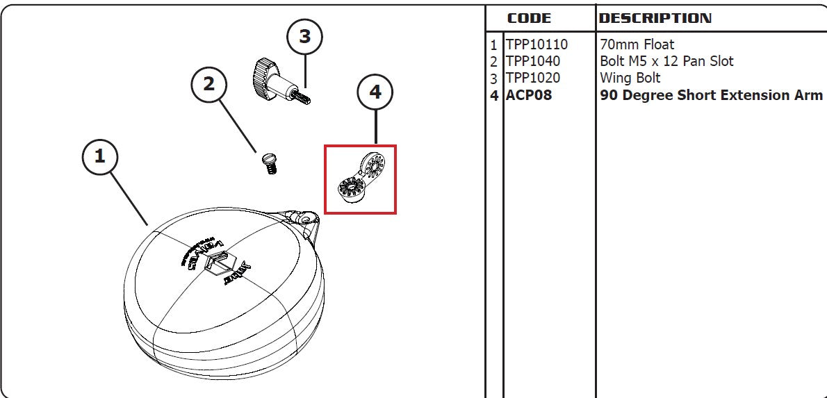 Jobe Valves 90 Degree Extension Arm. MPN J-ACP40.