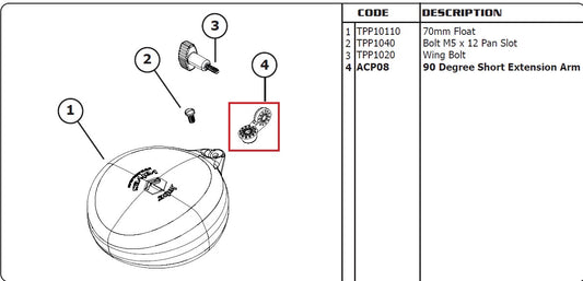 Jobe Valves 90 Degree Extension Arm. MPN J-ACP40.