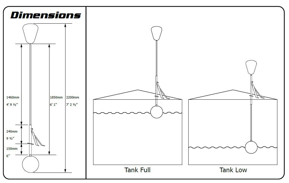 Jobe Valves Water Level Indicator Dimensions. MPN J-LIVS3. 