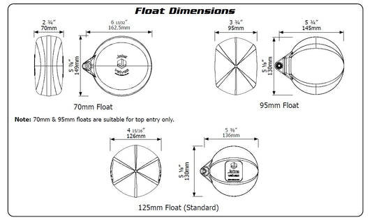 Jobe Valves, Replacement Floats.