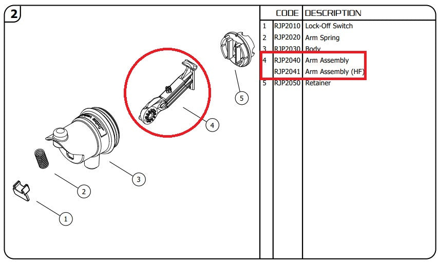 Rojo Float Valve Arm Assembly.  