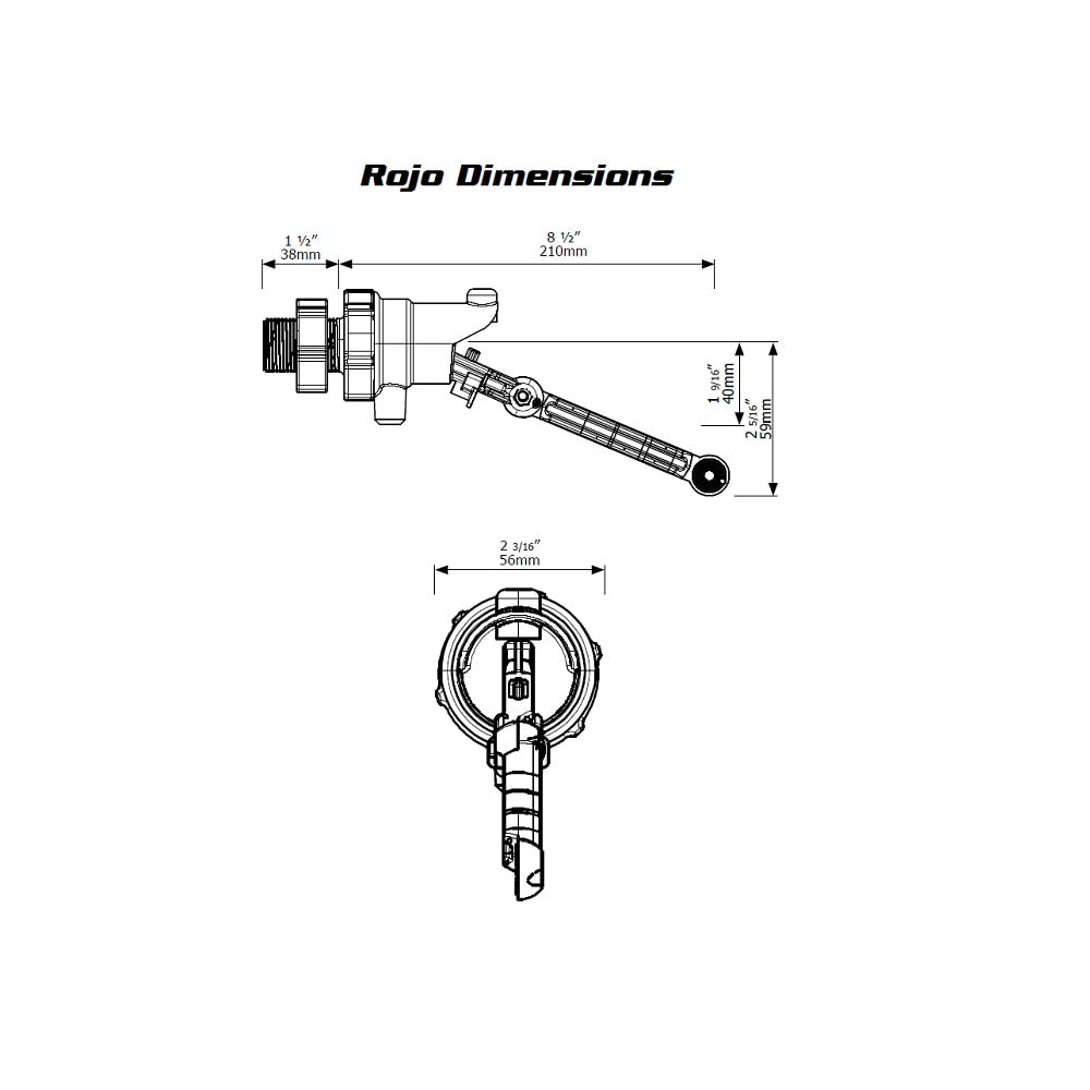 Jobe ROJO Partfill Dimensions J-RJVP0075