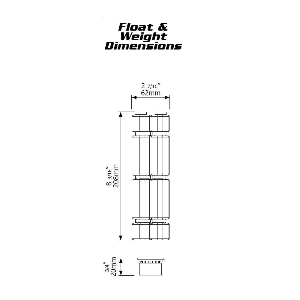 Jobe ROJO Partfill Float Dimensions J-RJVP0075