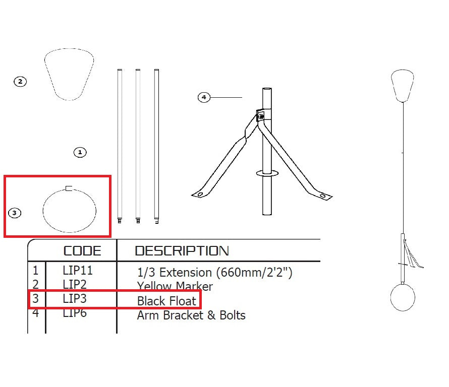 Jobe Valves Water Level Indicator Replacement Float.  MPN J-LIP3.