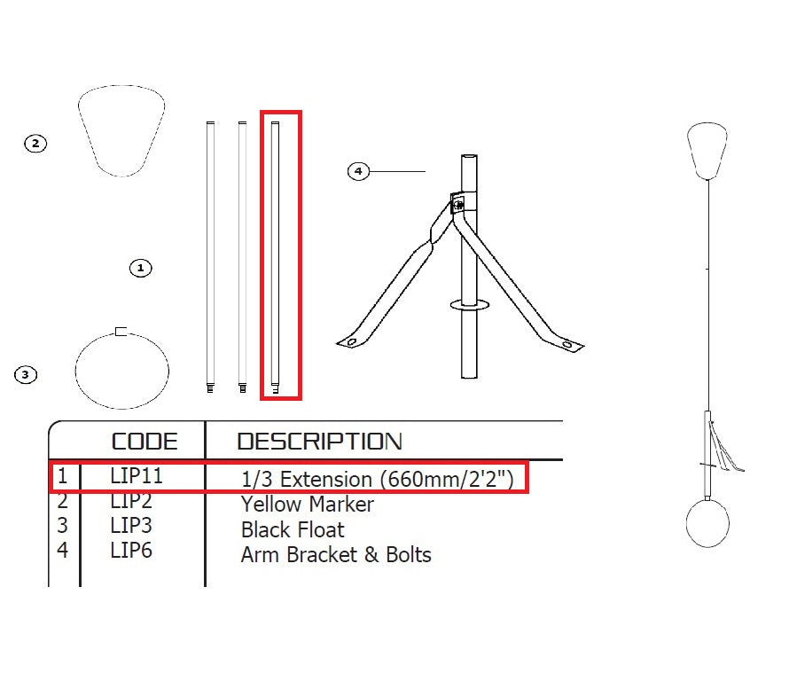 Jobe Valves Water Level Indicator Extension. MPN J-LIP11.