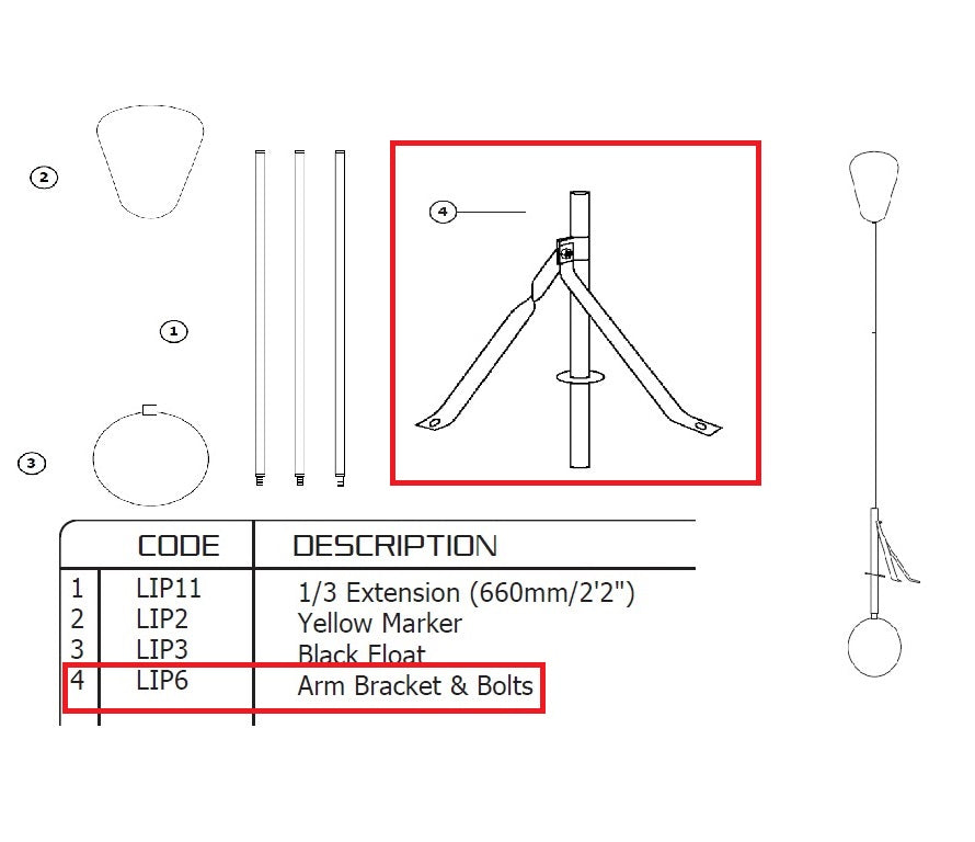 Jobe Valves Water Level Indicator Replacement Arm Bracket. MPN J-LIP6.