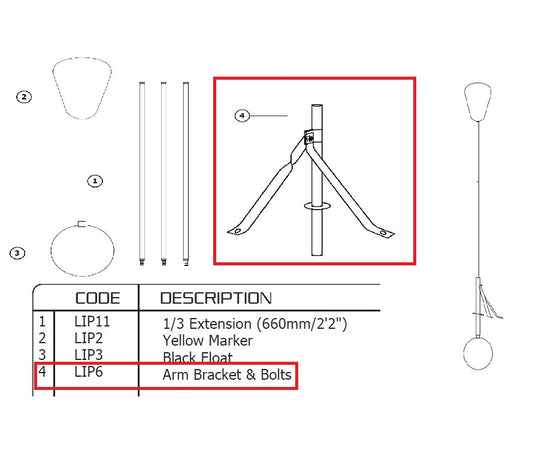 Jobe Valves Water Level Indicator Replacement Arm Bracket. MPN J-LIP6.