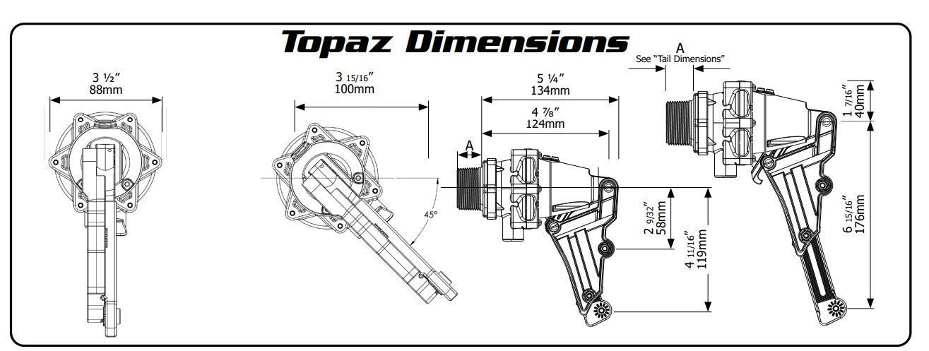 Topaz Float Valve dimensions.  