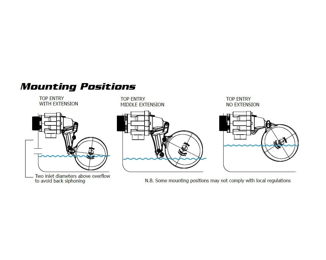 Vortex Float Valve Mounting Positions J-VXV0200 